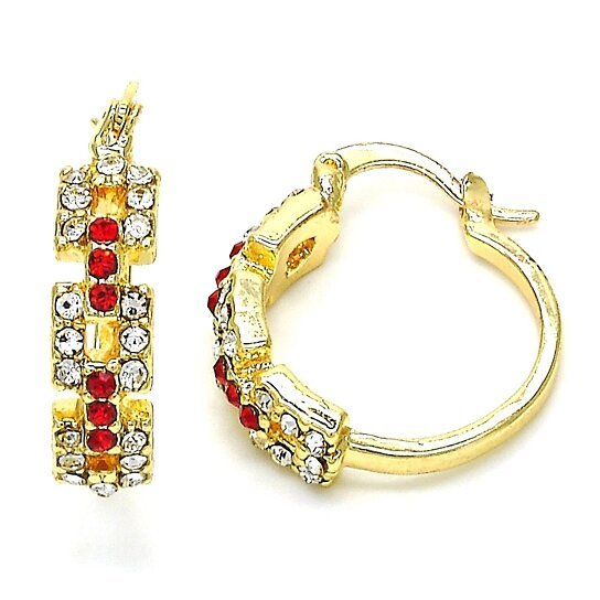 RMZ GOLD NYC 14K Gold Plated Garnet Unique Shape Earrings