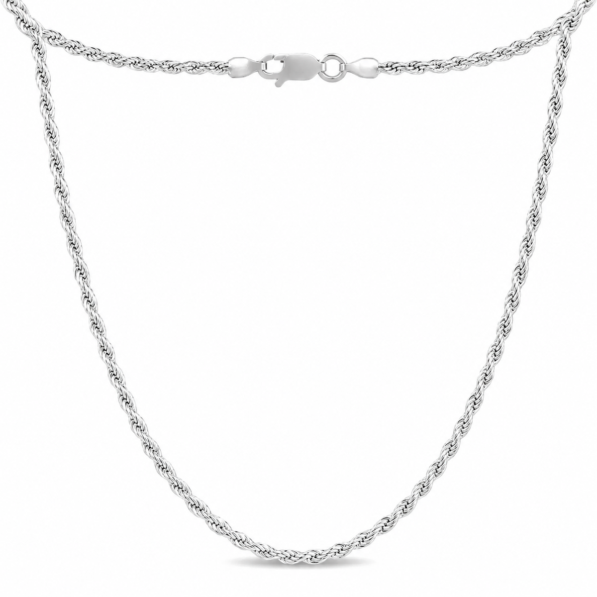 Solid Sterling Silver Italian Rope Chain Mens 925 Necklace 2.5mm - Made In Italy