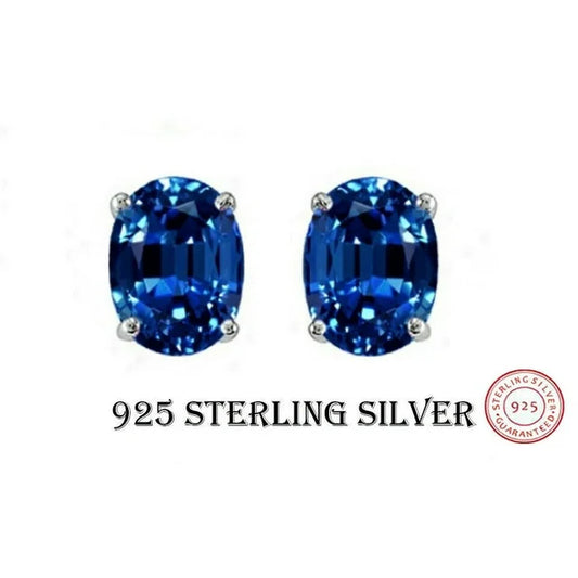 STERLING SILVER 2.00CT GENUINE TANZANITE OVAL STUD EARRINGS WOMEN AND MEN