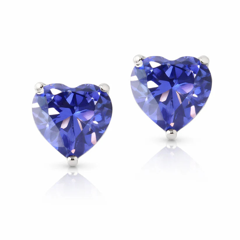 925 Sterling Silver Lab Created Tanzanite Earrings – Blue Violet Gemstone Earrings – Elegant Silver Stud Earrings- 7 Shapes