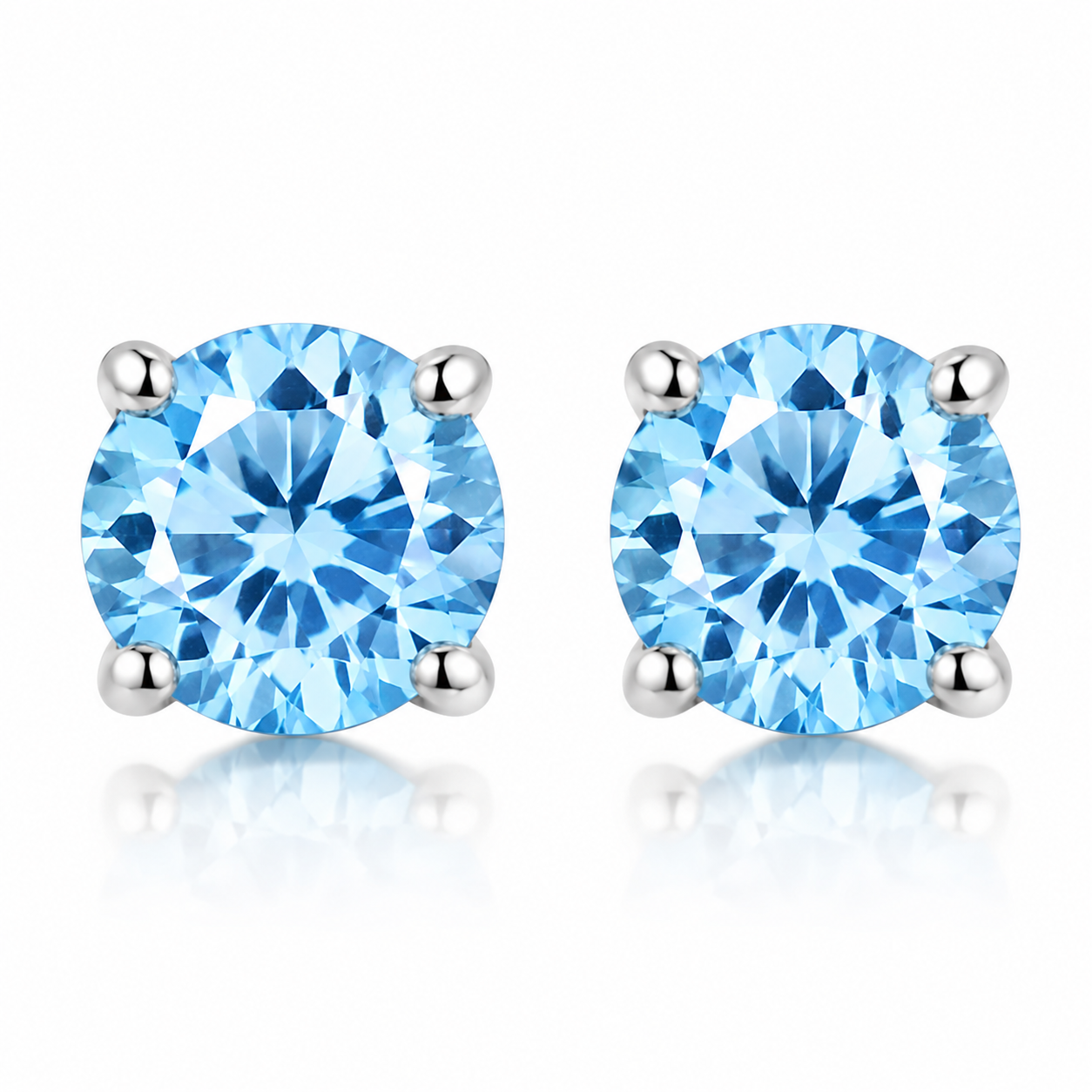 1.60CT. Sky Blue Topaz Stud Earrings in Solid Sterling Silver - Beautiful color!