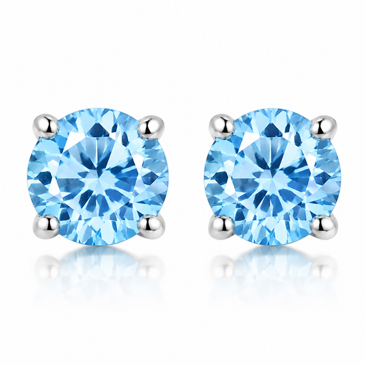 1.60CT. Sky Blue Topaz Stud Earrings in Solid Sterling Silver - Beautiful color!