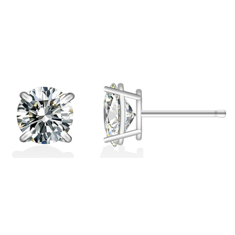 925 Sterling Silver 2ct Round-Cut Stud Earrings | Classic Sparkle Everyday Jewelry Unisex 10 Colors
