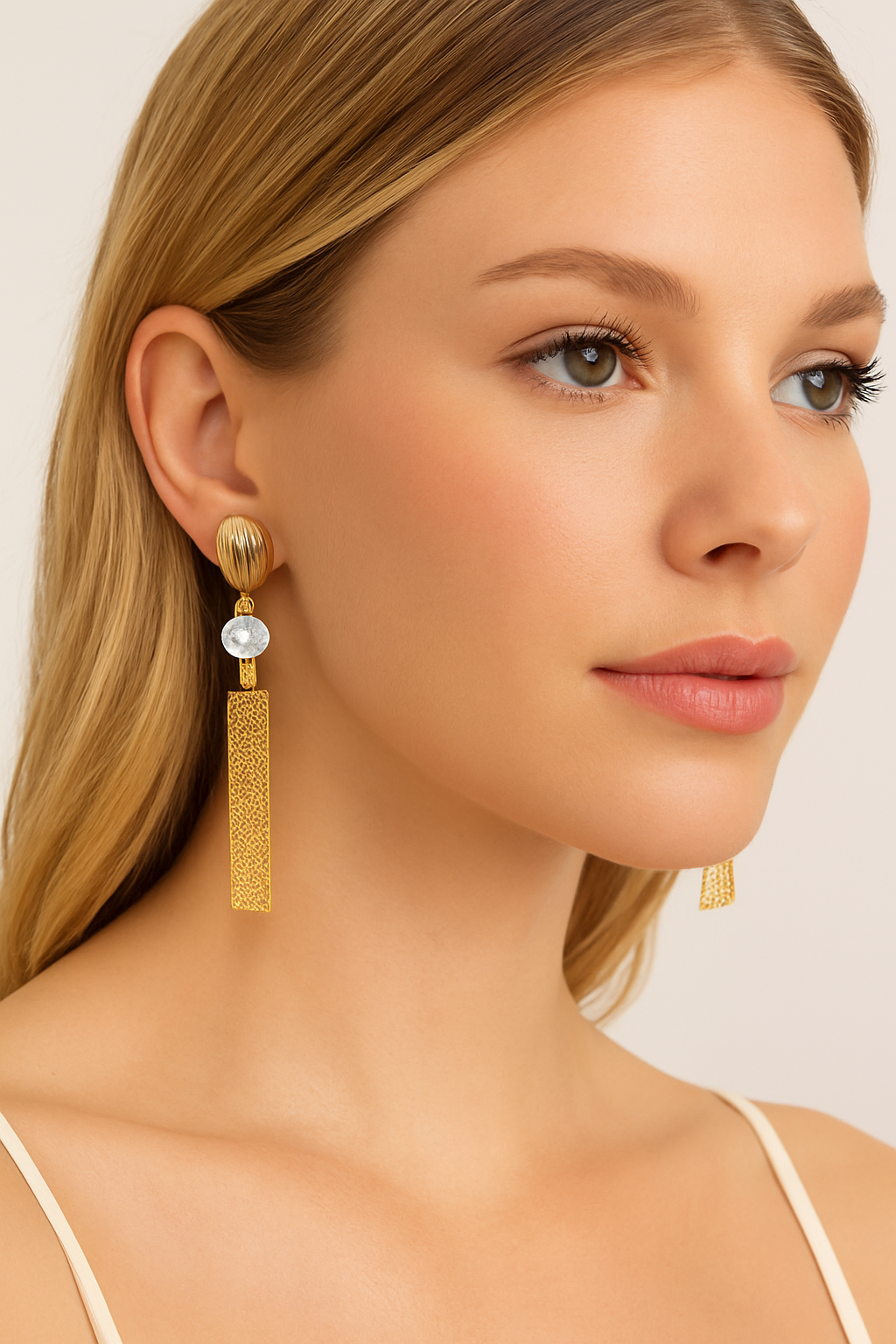 Rmz Gold Nyc 18K Gold Filled Bizmark Hanging Stud Earrings