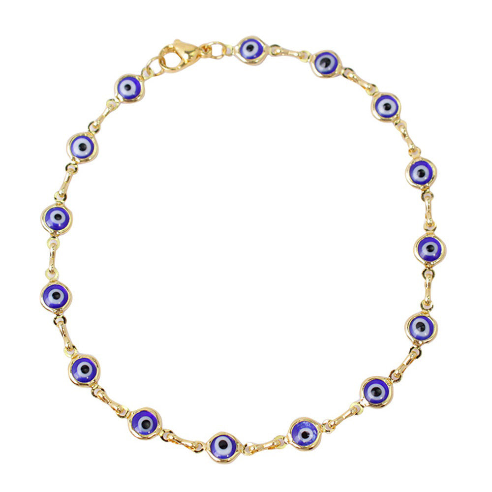 18K-Gold Plated Crystal Evil Eye Anklet 4 Options