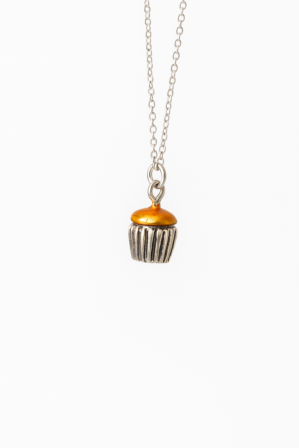 Silver Cupcake Charm Necklace