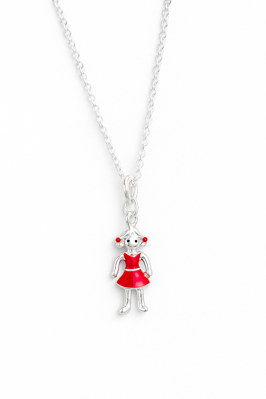 Silver Plated Little Girl Charm Necklace 18''