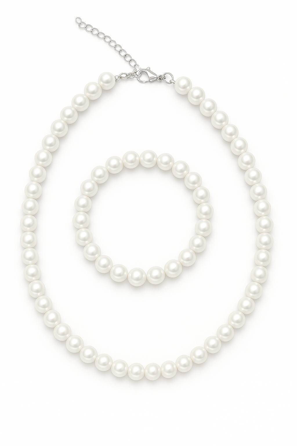 Classic 8mm Pearl Necklace & Bracelet Set – Timeless Elegance Collection