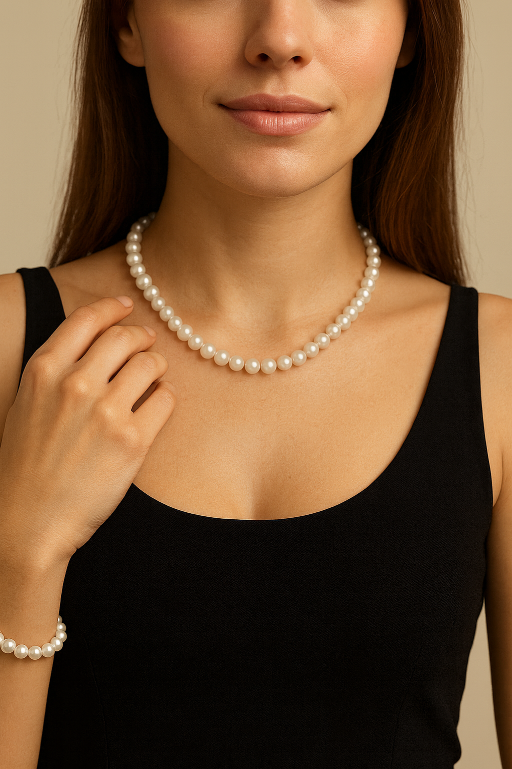 Classic 8mm Pearl Necklace & Bracelet Set – Timeless Elegance Collection