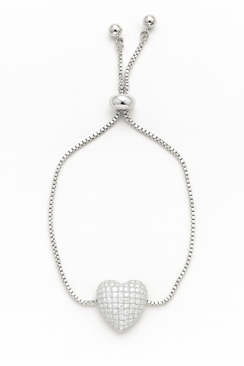 Micro Pavé Heart Adjustable Bracelet – Gold & Silver Tone Duo