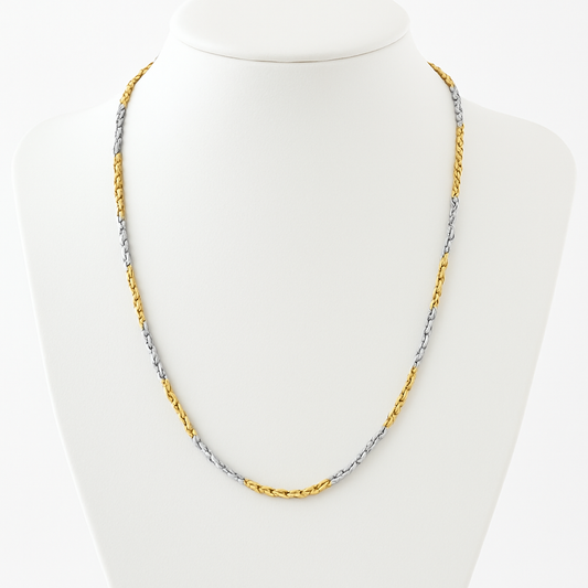 Luxury Two-Tone Gold & Silver Rope Chain Necklace – Elegant Unisex Design