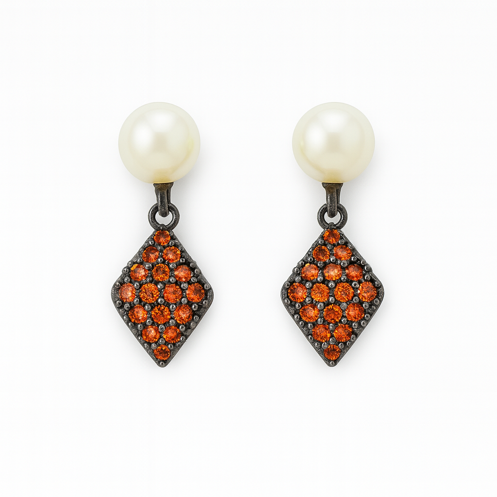 Pearl Drop Card Suit Earrings – Diamond, Spade & Club