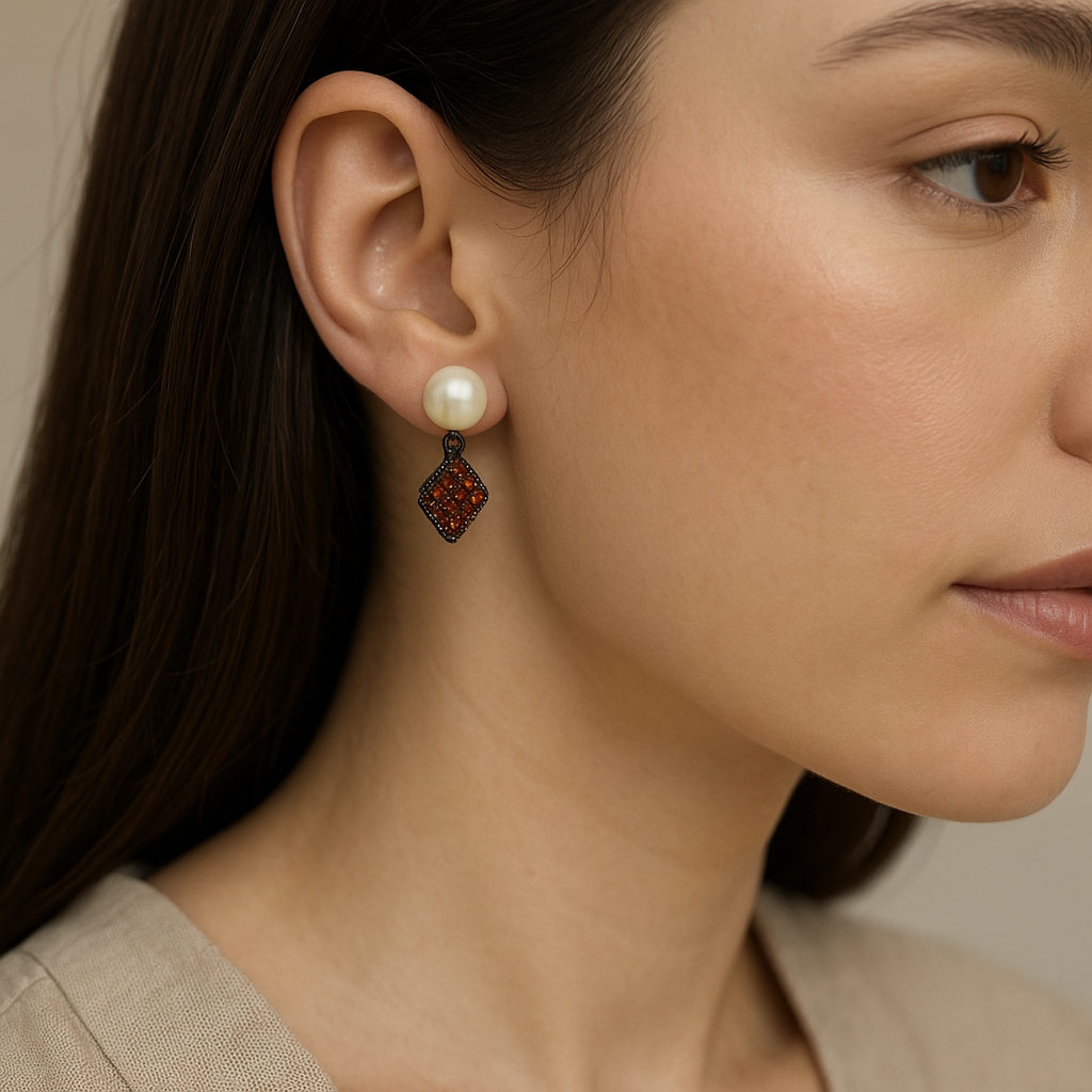 Pearl Drop Card Suit Earrings – Diamond, Spade & Club