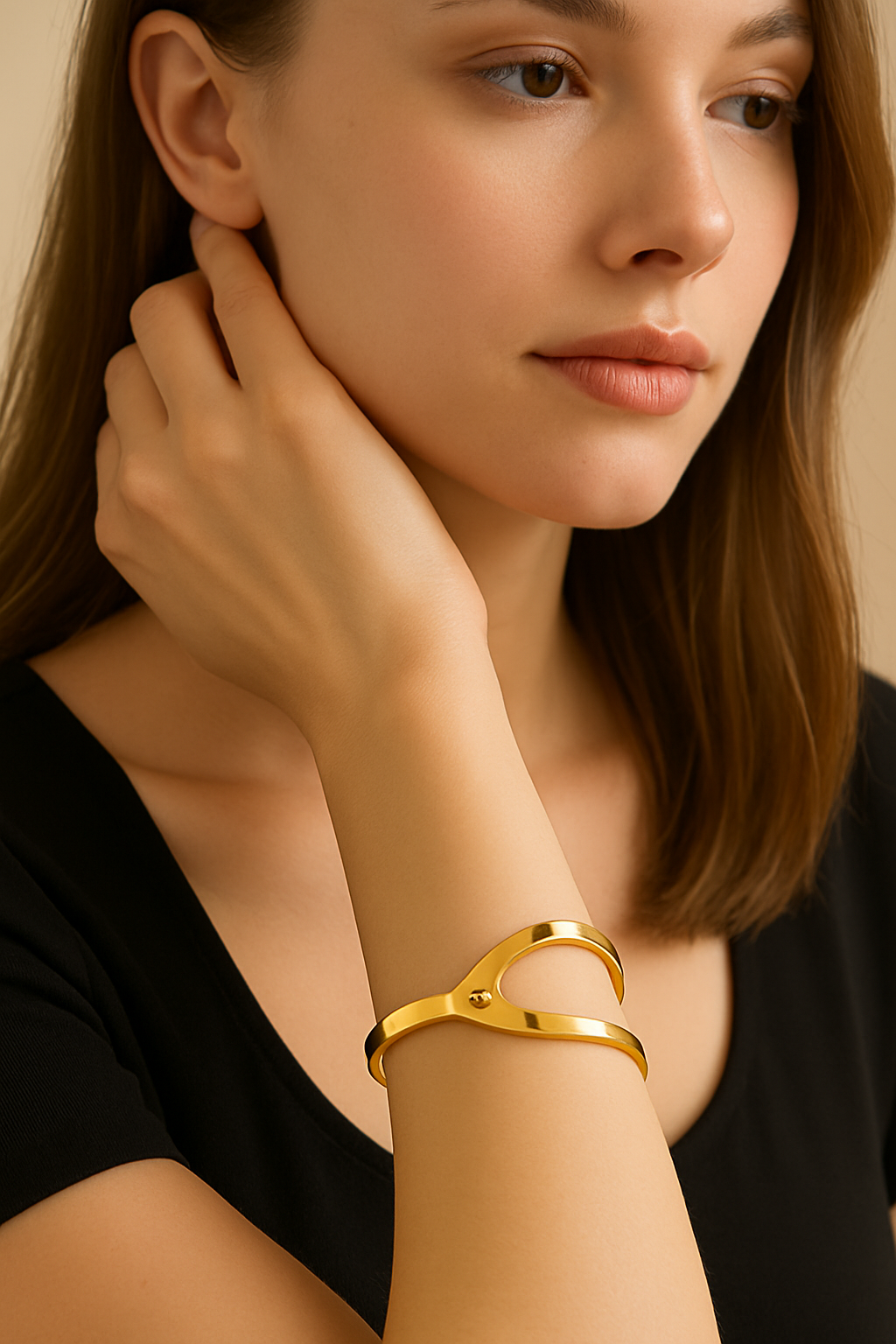 Gold Modern Wrap Bangle Bracelet