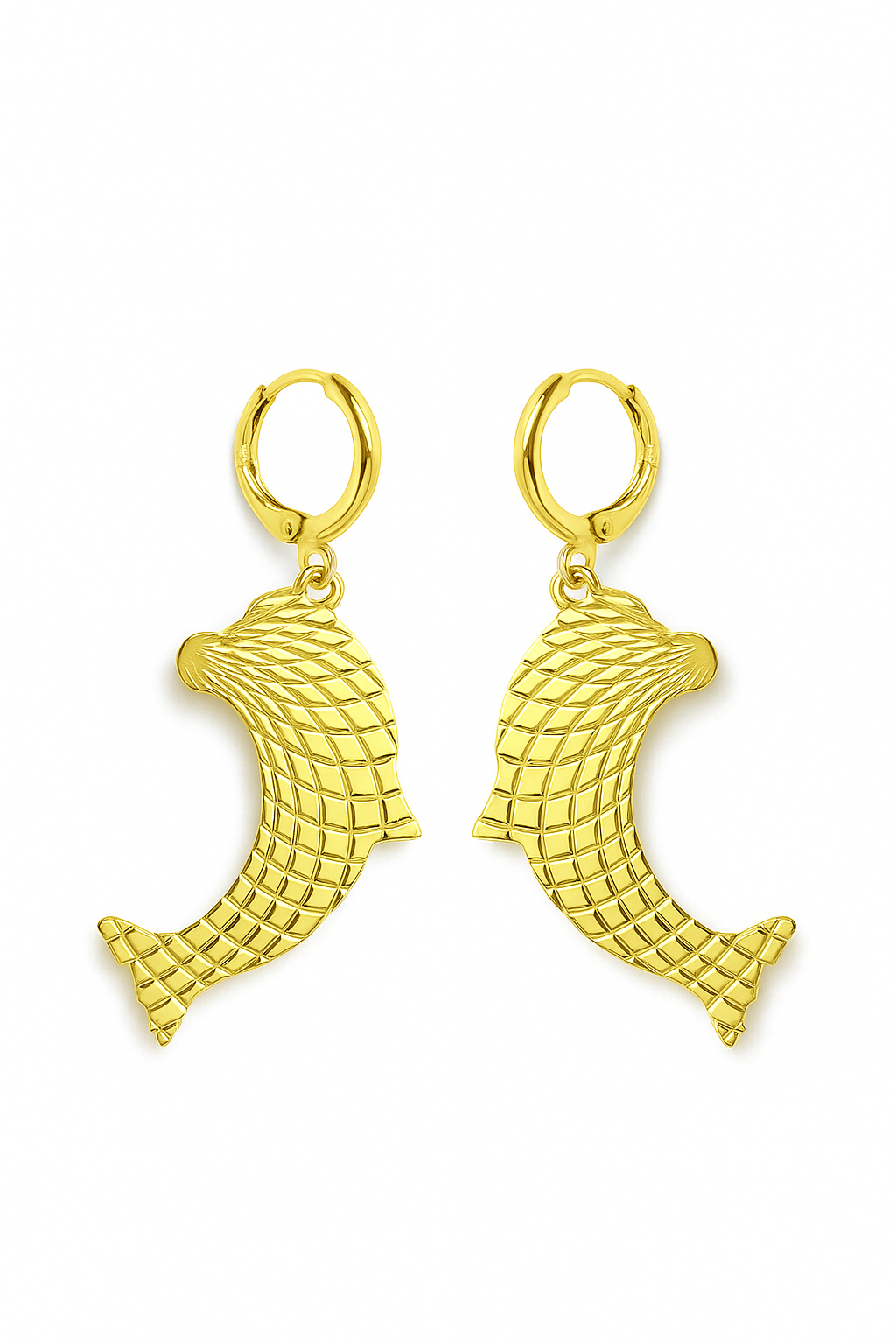 RMZ Golden Dolphin Hoop Earrings – Ocean-Inspired Statement Jewelry