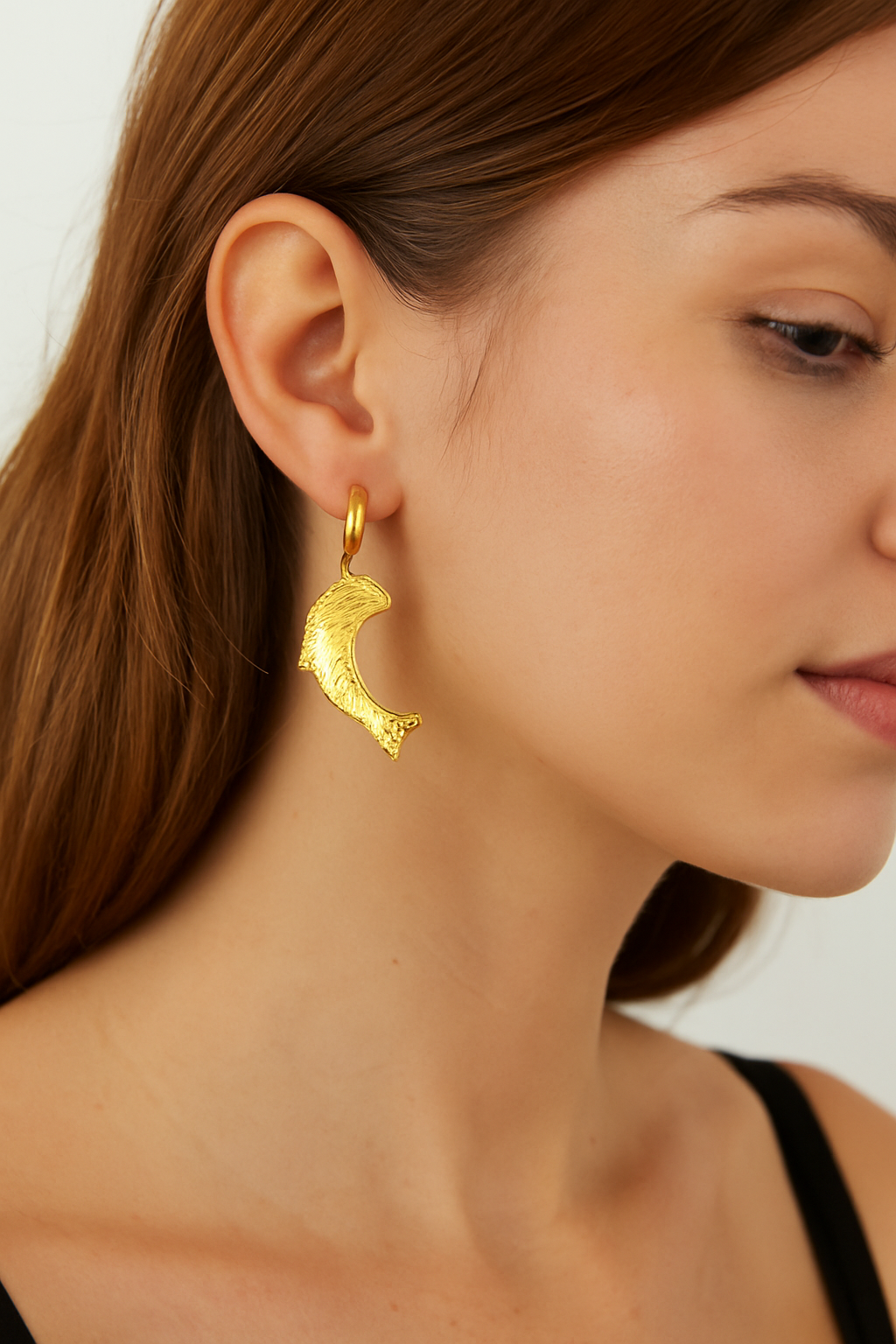 RMZ Golden Dolphin Hoop Earrings – Ocean-Inspired Statement Jewelry