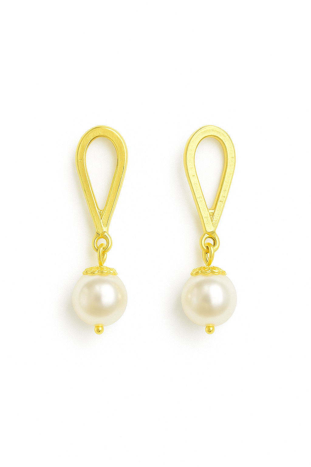 RMZ GOLD NYC Gold Teardrop Pearl Earrings – Classic Elegance with Modern Grace