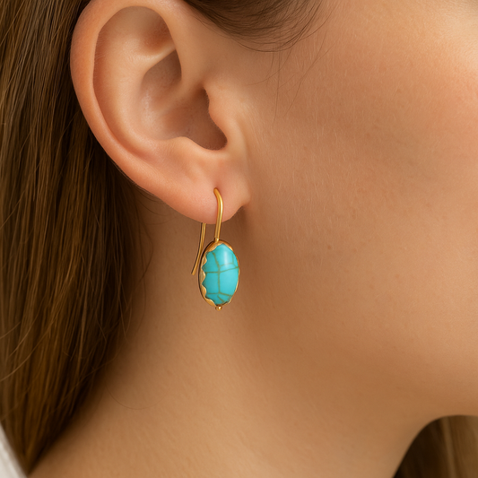 RMZ GOLD NYC Gold Turquoise Drop Earrings – Boho Chic with Timeless Elegance