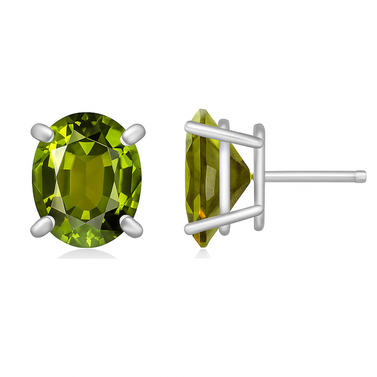 925 Sterling Silver Genuine Peridot Stud Earrings 2 Options