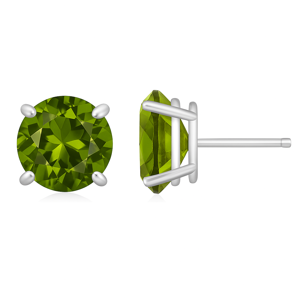925 Sterling Silver Genuine Peridot Stud Earrings 2 Options