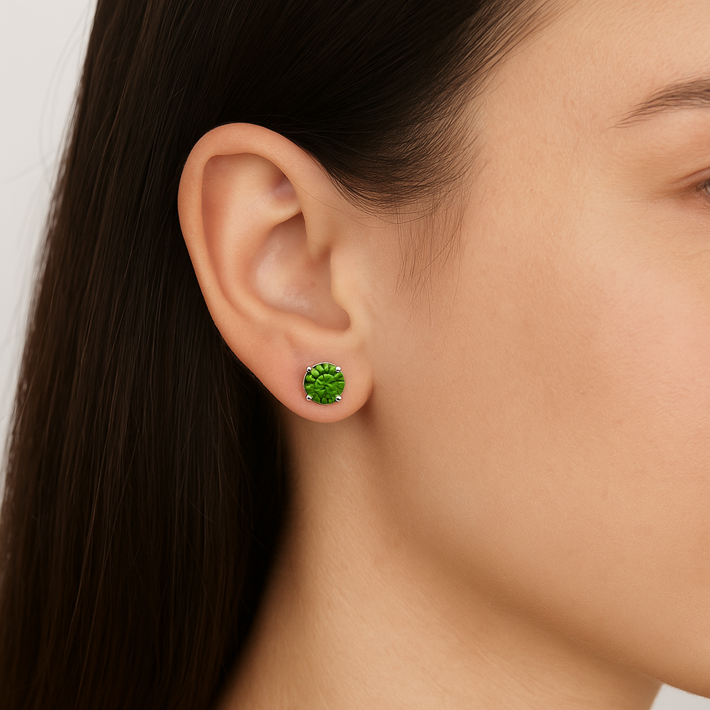 925 Sterling Silver Genuine Peridot Stud Earrings 2 Options