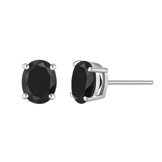 RMZ GOLD NYC .925 Sterling Silver Genuine Black Stud Earrings