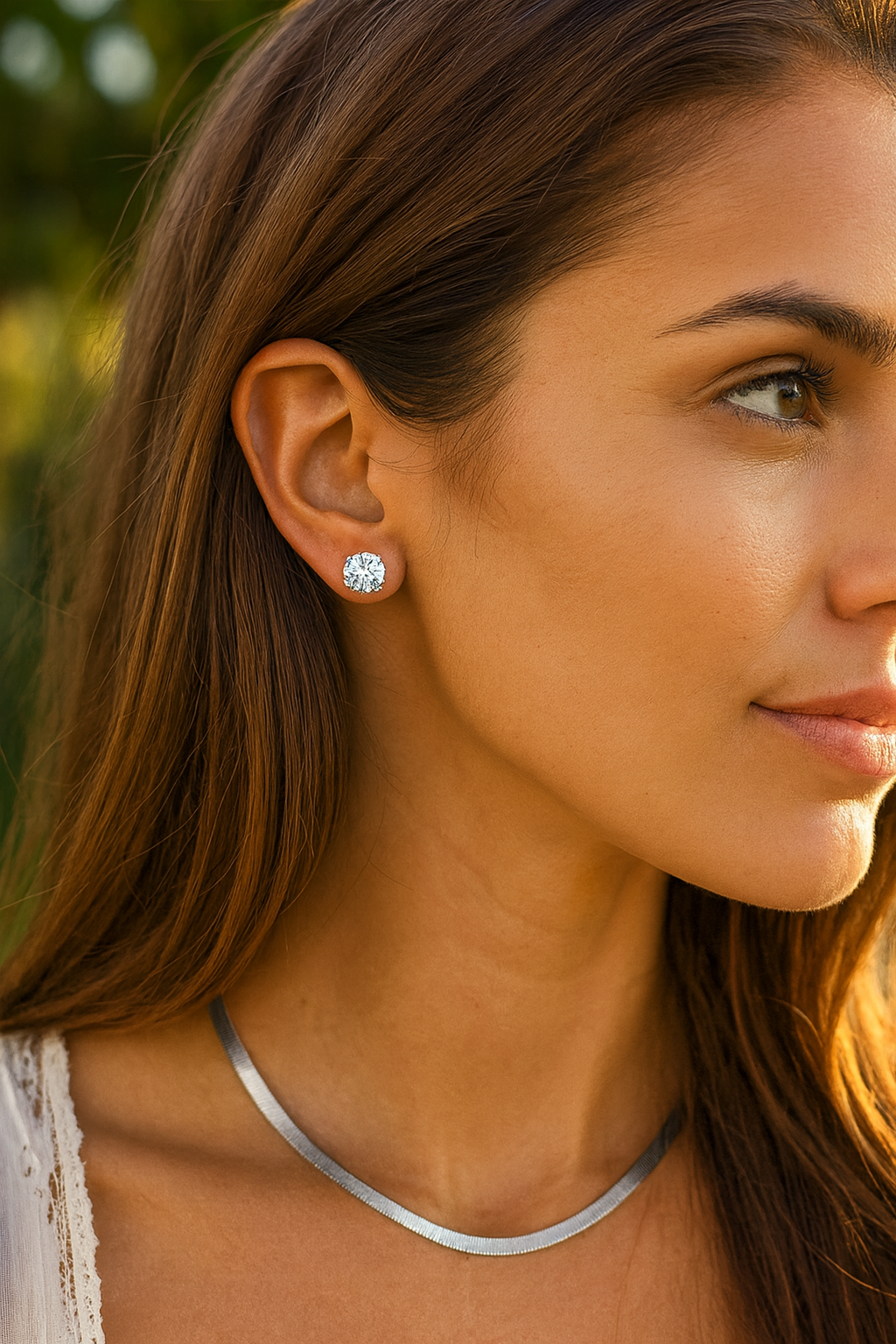 Round and Princess Stud Earring Set (2-Pair) 3 Options Silver, Gold, Rose