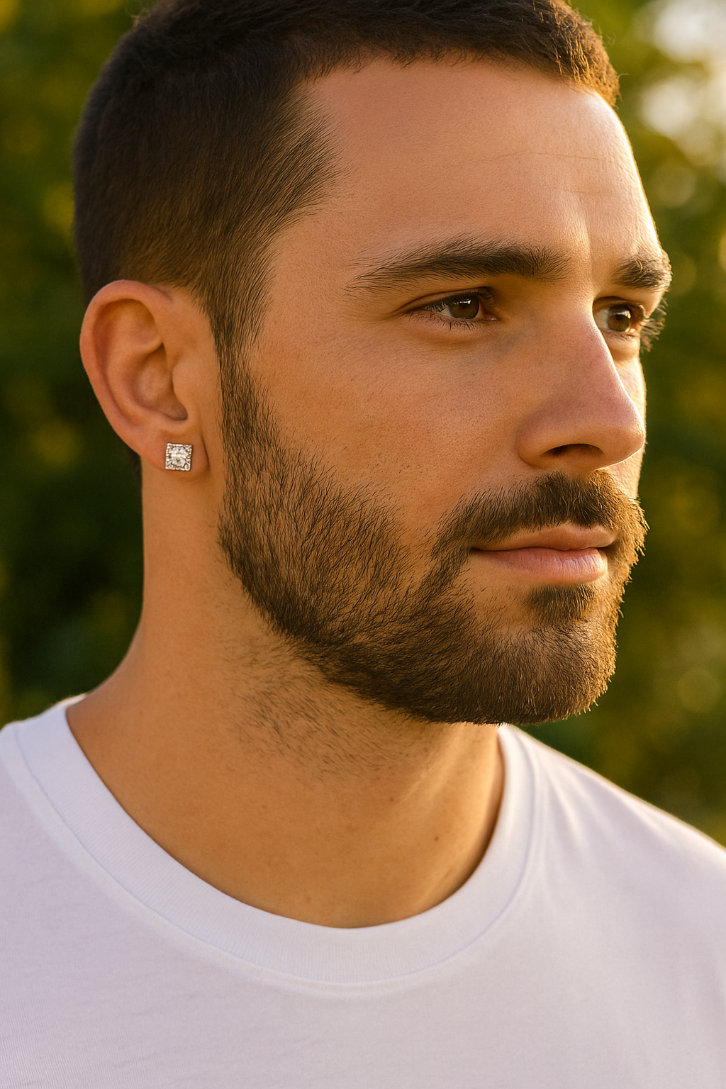 Round and Princess Stud Earring Set (2-Pair) 3 Options Silver, Gold, Rose