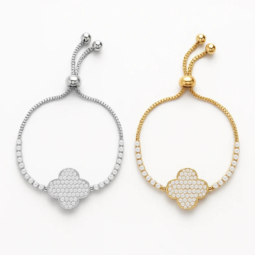 Pavé Adjustable Bracelet Gold & Silver Tone Duo