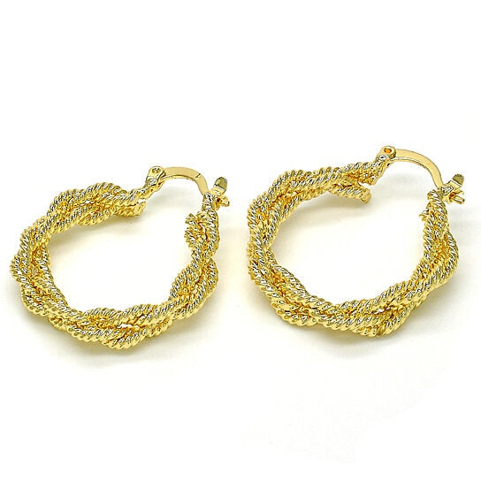 Gold Twist Hoop Earrings