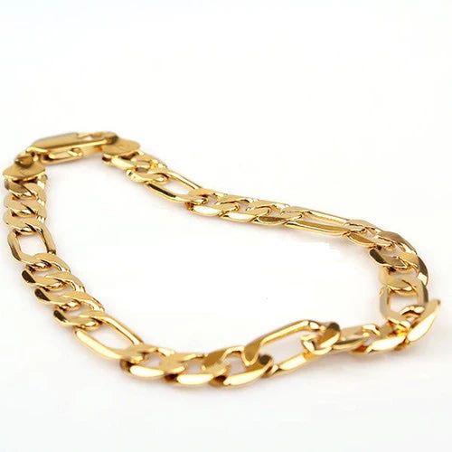 14K Gold-Filled Mariner, Cuban, Figaro Chain  – Gold & Silver Matching Bracelets | Unisex Flat Chain Jewelry