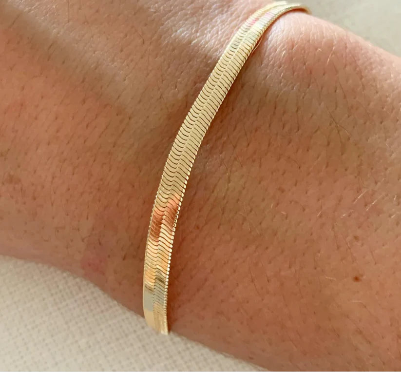 14K Gold-Filled Mariner, Cuban, Figaro Chain  – Gold & Silver Matching Bracelets | Unisex Flat Chain Jewelry