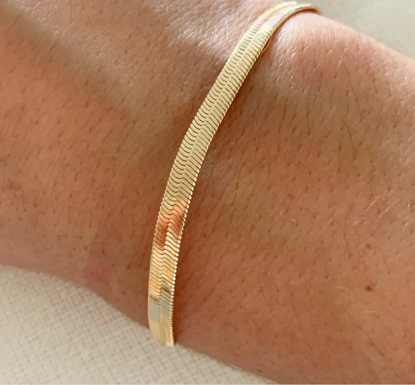 14K Gold-Filled Mariner, Cuban, Figaro Chain  – Gold & Silver Matching Bracelets | Unisex Flat Chain Jewelry