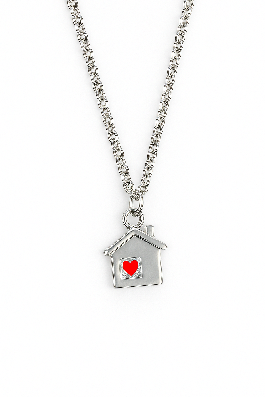 Silver Plated House with Heart Necklace