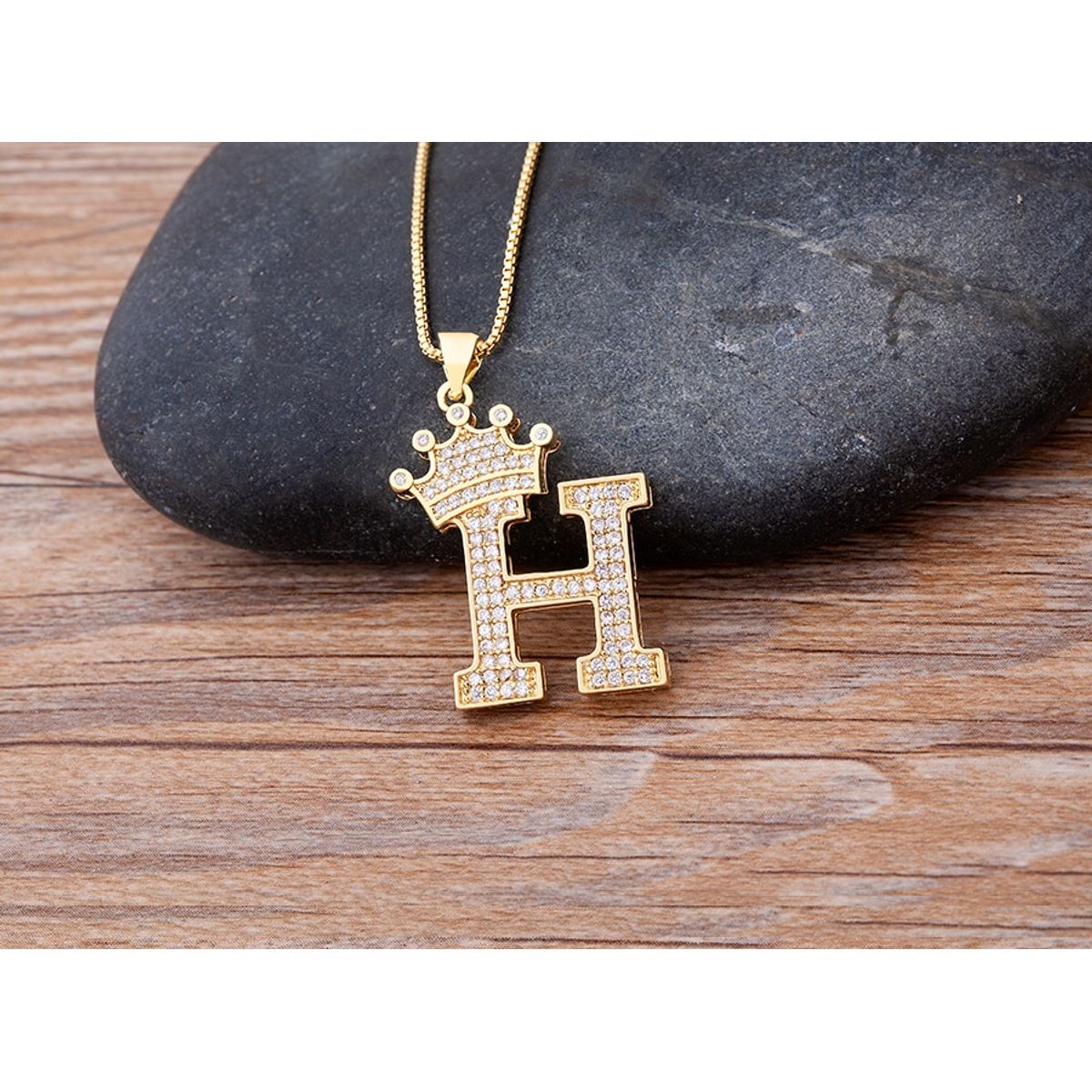 A-Z Alphabet Initial Crown Pendant Necklace Unisex  All ages