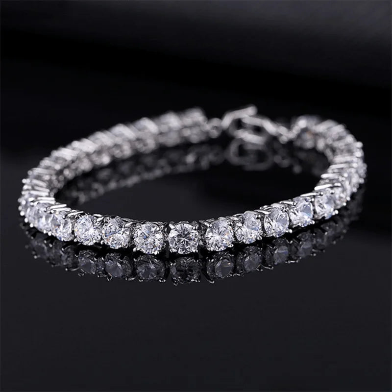 18k White Gold Round cut Tennis Bracelet Plated