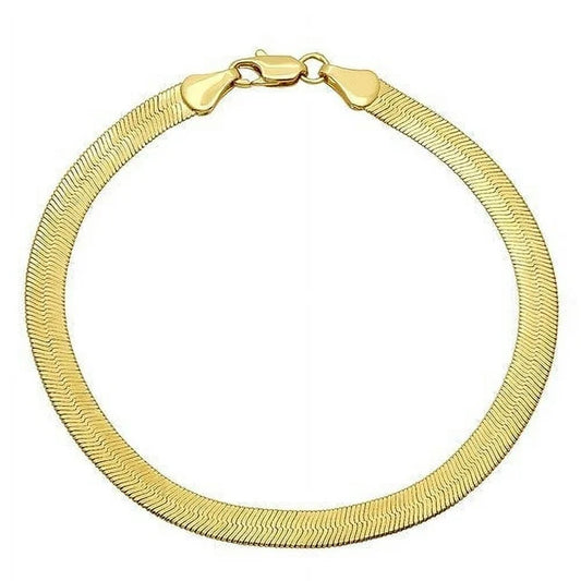 High End Quality Rare 18Kt Pure Liquid Gold Fill Herringbone Bracelet