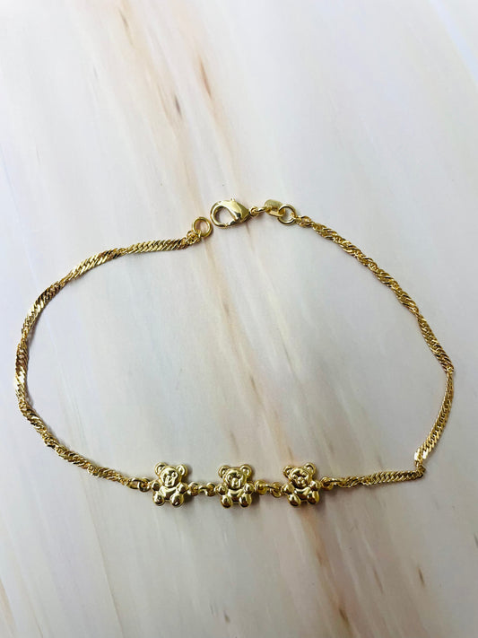 18K Gold Cute Teddy Bear Singapore link anklet