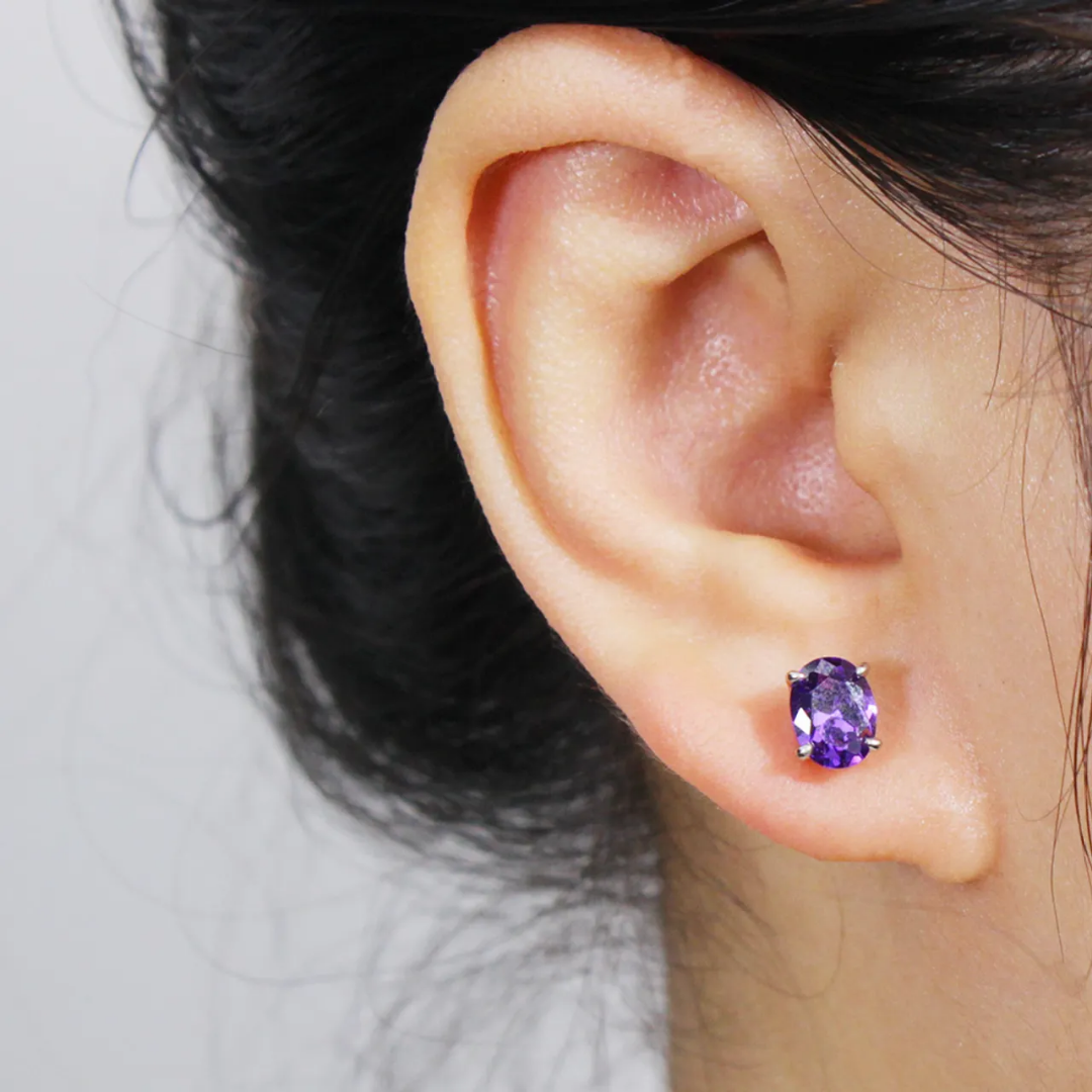 RMZ GOLD NYC Crystal Amethyst Earrings