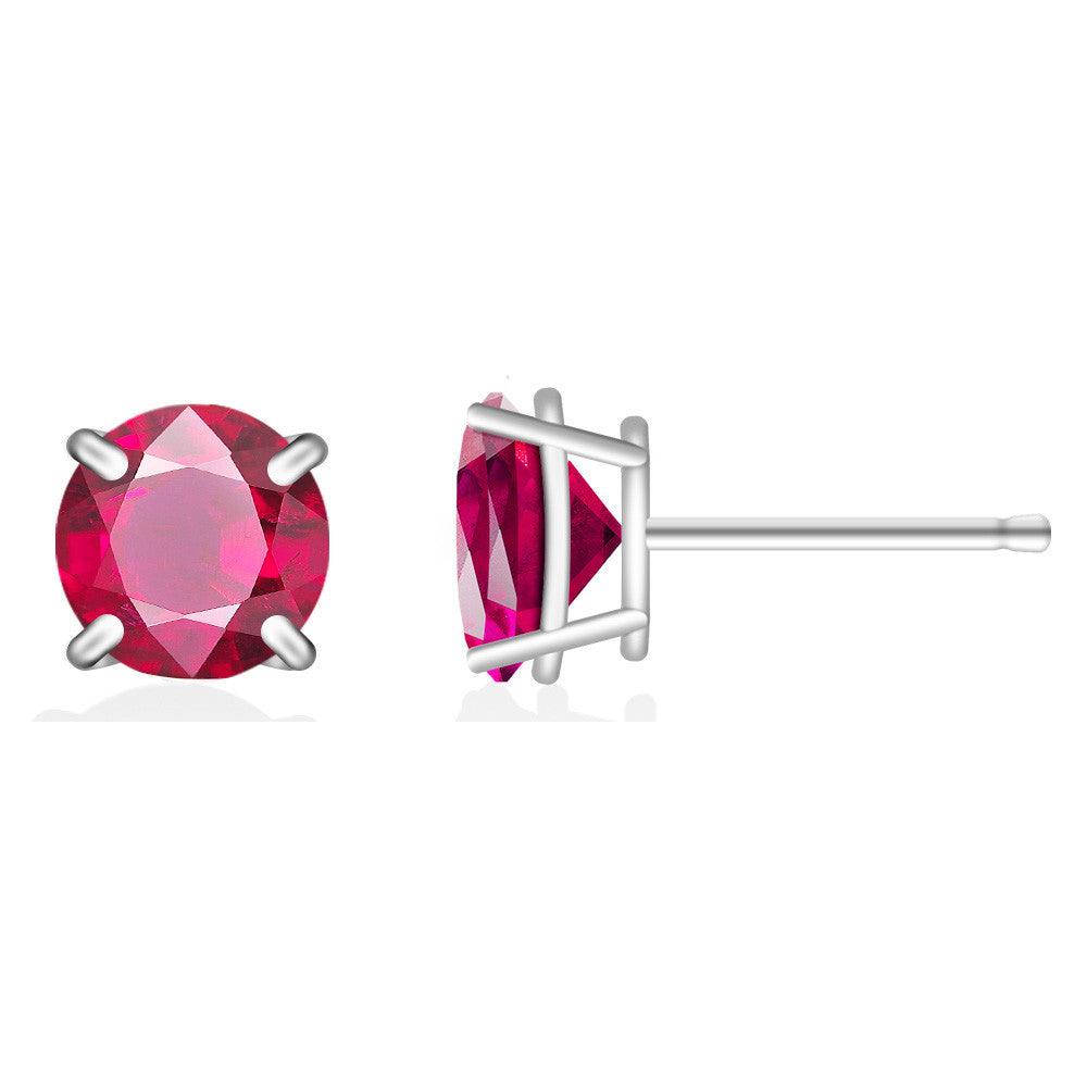 925 Sterling Silver 2ct Round-Cut Stud Earrings | Classic Sparkle Everyday Jewelry Unisex 10 Colors