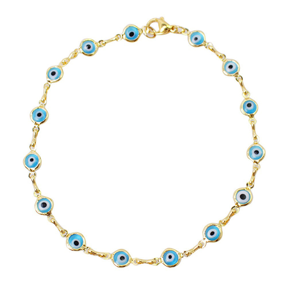 18K-Gold Plated Crystal Evil Eye Anklet 4 Options