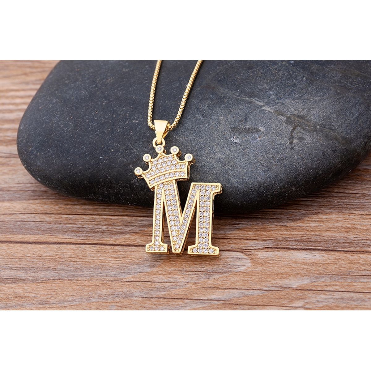 A-Z Alphabet Initial Crown Pendant Necklace Unisex  All ages