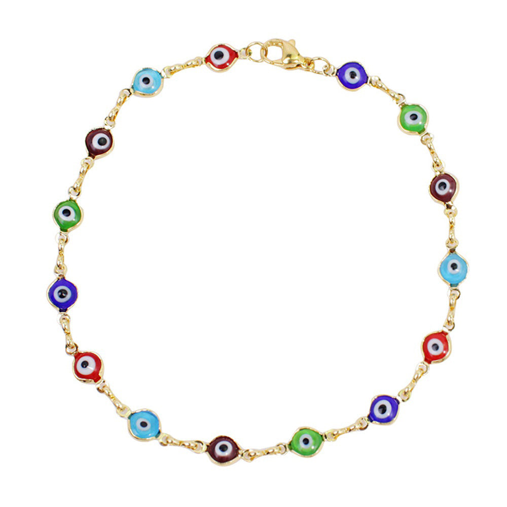 18K-Gold Plated Crystal Evil Eye Anklet 4 Options