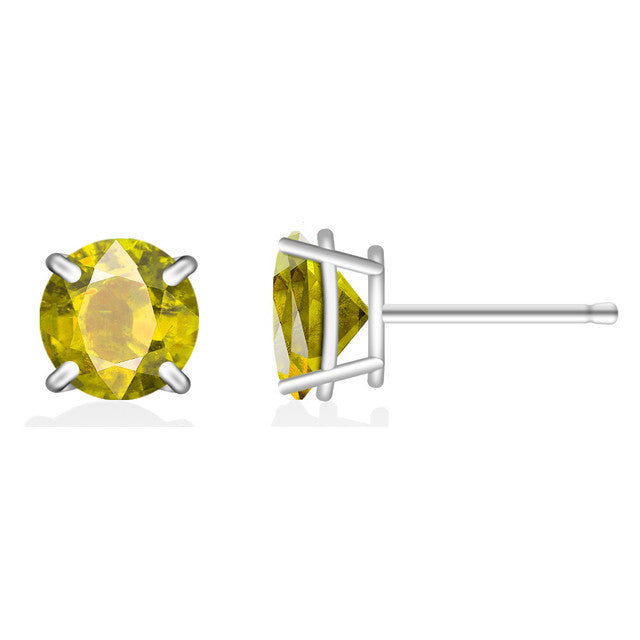 925 Sterling Silver 2ct Round-Cut Stud Earrings | Classic Sparkle Everyday Jewelry Unisex 10 Colors