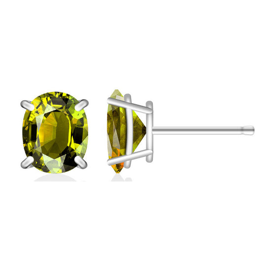 925 Sterling Silver Genuine Peridot Stud Earrings 2 Options