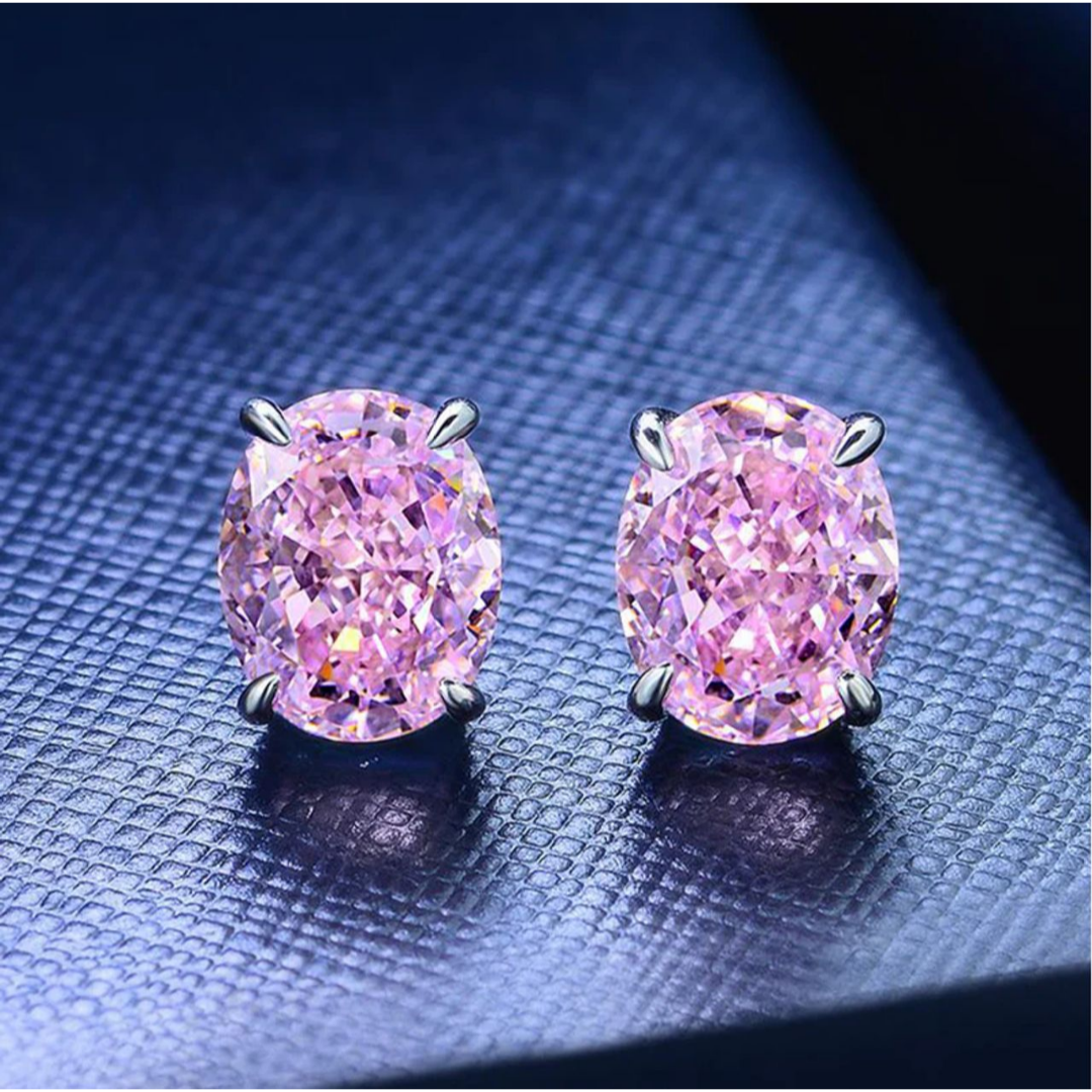 2.00CTTW CZ Oval Set Earrings (2-Pair)