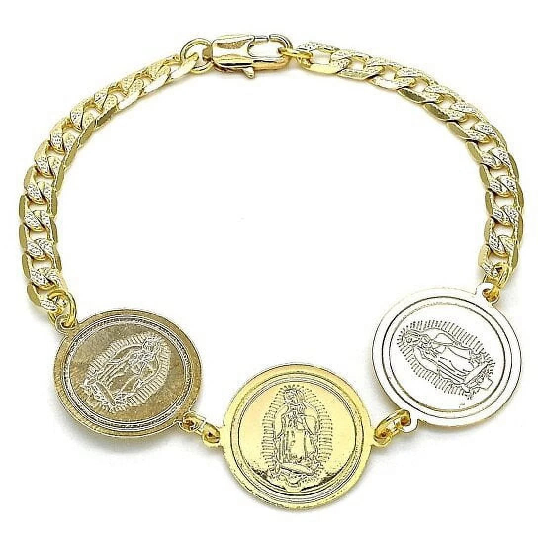 RM 14K GOLD CUBAN CURB COIN BRACELET 8'' GUADALUPE 14K GOLD PLATED