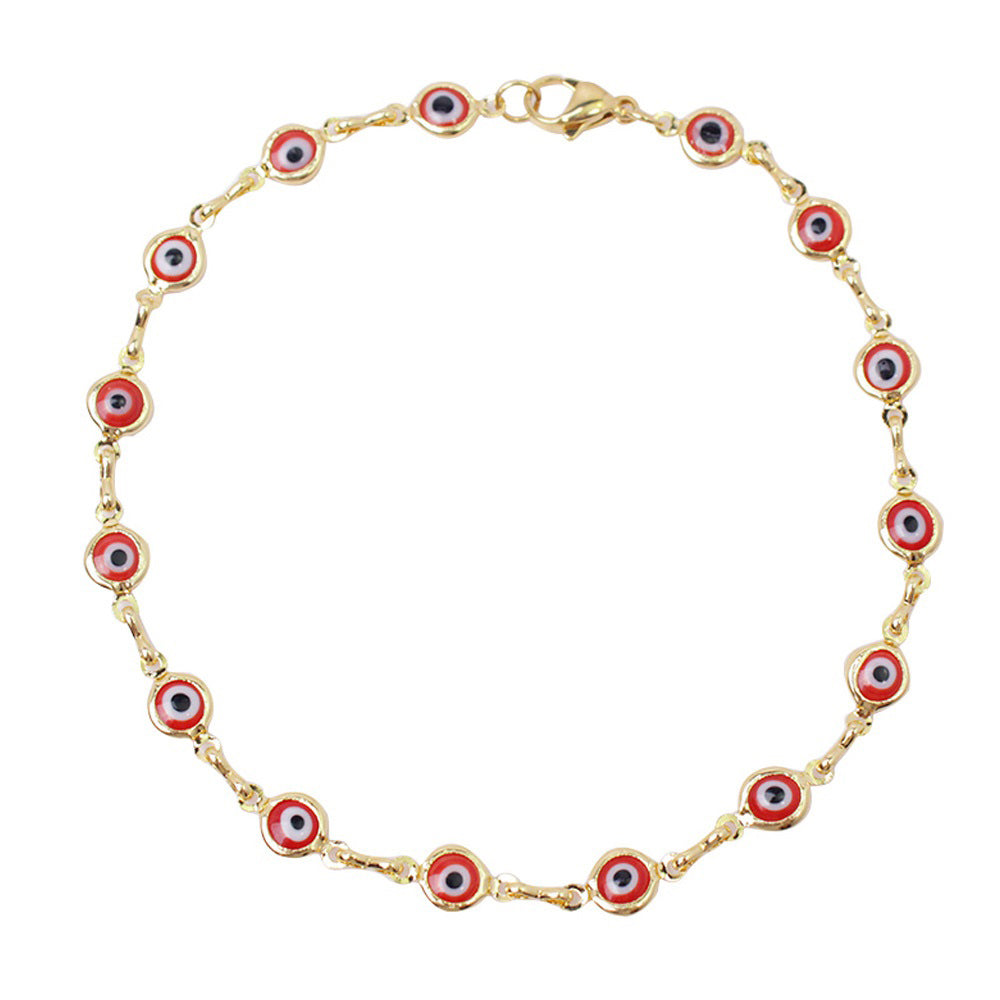 18K-Gold Plated Crystal Evil Eye Anklet 4 Options