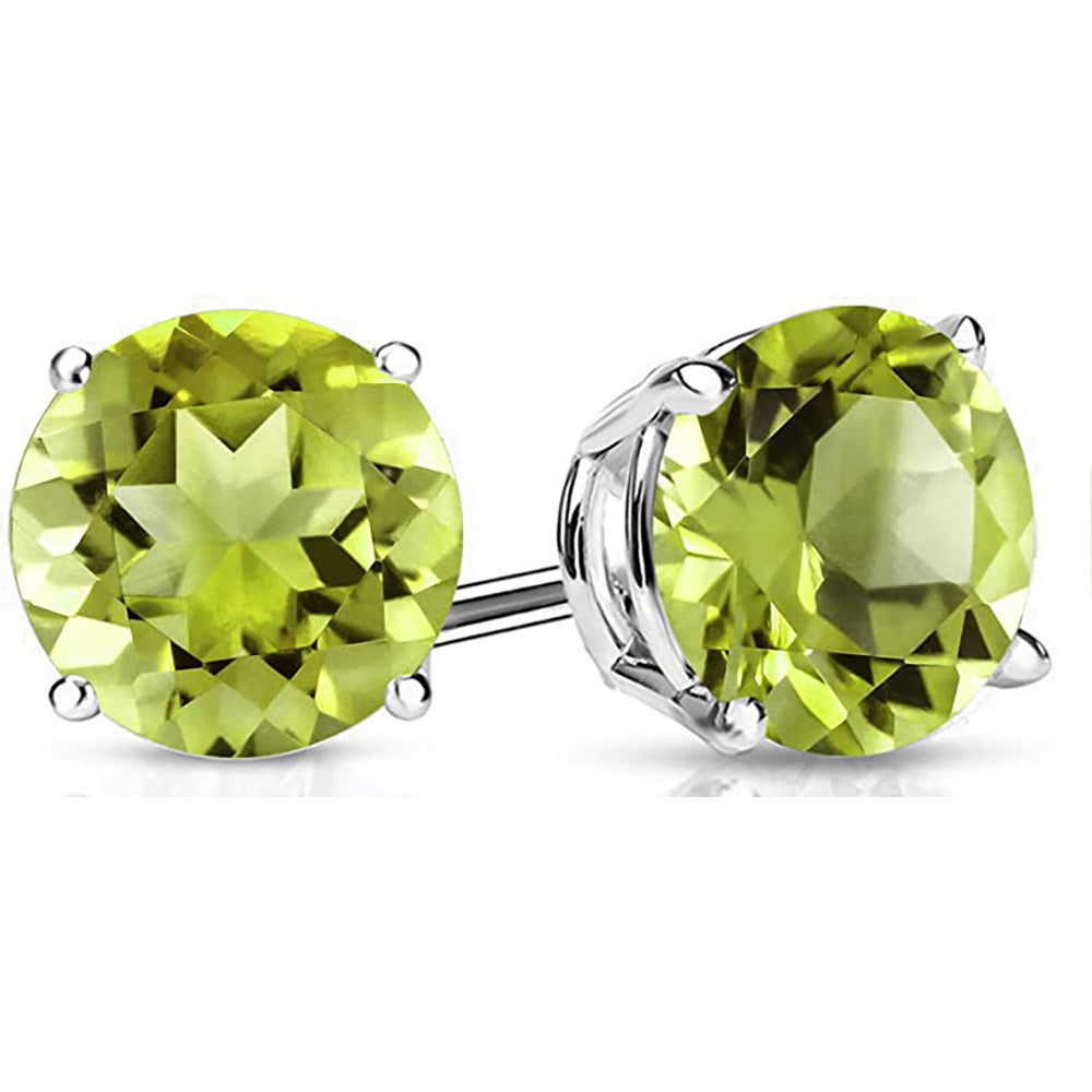 925 Sterling Silver Genuine Peridot Stud Earrings 2 Options