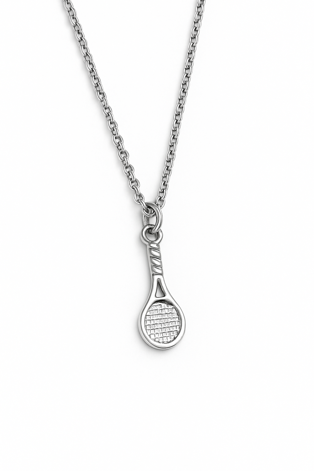 Silver Tennis Racket Charm Necklace